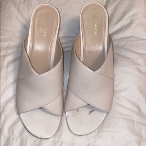 Coke Haan White Stacked Heels